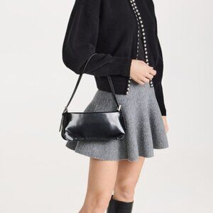 BY Far Dulce Black Semi Patent Leather Shoulder Bag